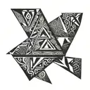 Maori tattoo design based on triangles with black textures on the shoulder for a man tattoo design idea