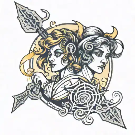 gemini zodiac sign grunge inspired tattoo tattoo design idea