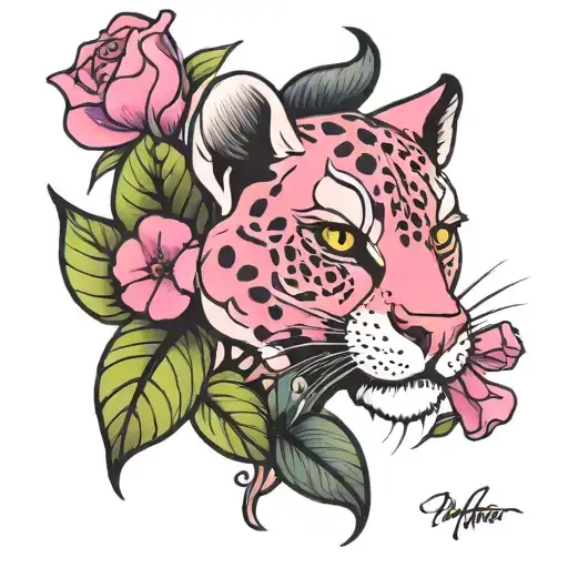pink panther  tattoo design idea