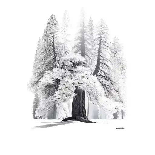 red wood tree, yosemite, Big Sur tattoo design idea
