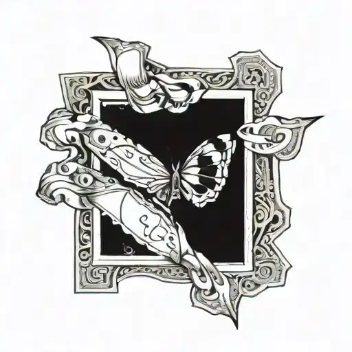 torn skin cards forming tattoo design idea