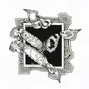 torn skin cards forming tattoo design idea