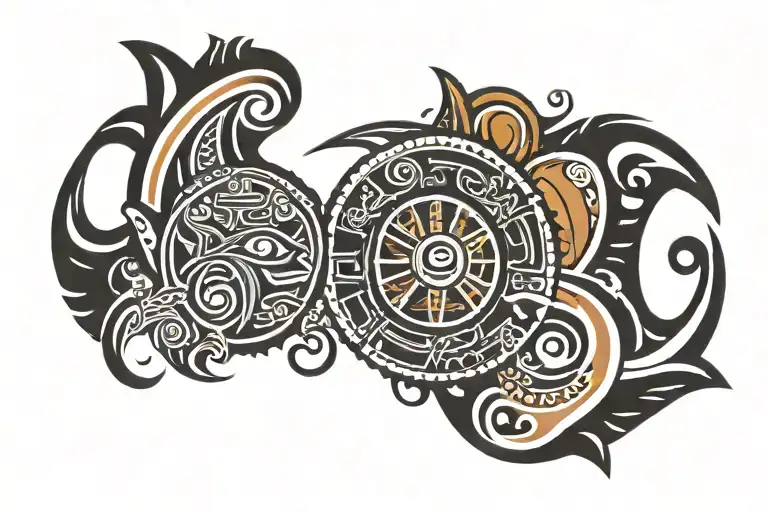 Puyallup tribe arm tatoo representing two sides tattoo design idea