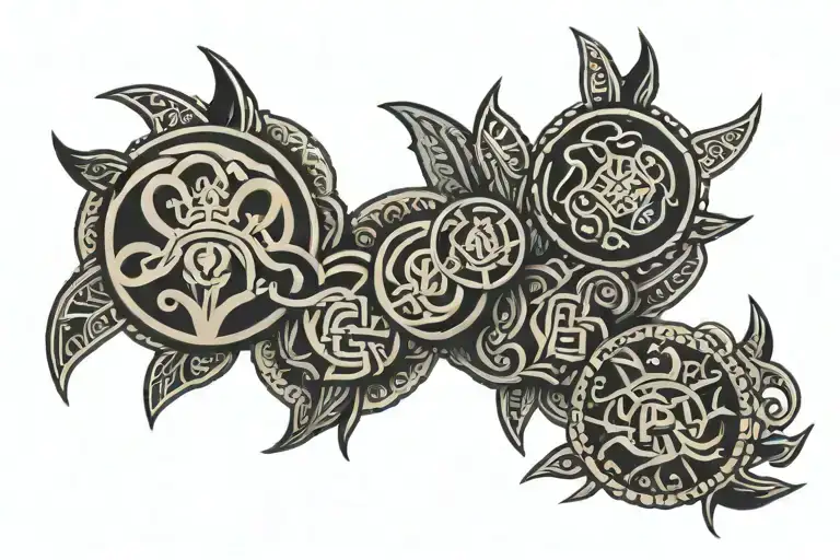 samoan  tribe arm tatoo representing two sides tattoo design idea