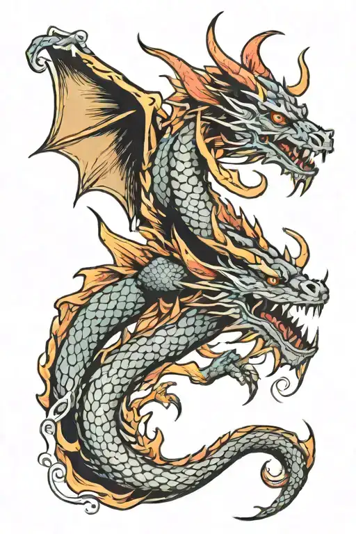 dragon and fantasy tattoo design idea
