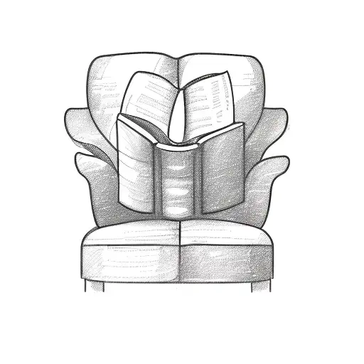 A sketch-style illustration of Saint Jude reading a book while sipping coffee tattoo design idea