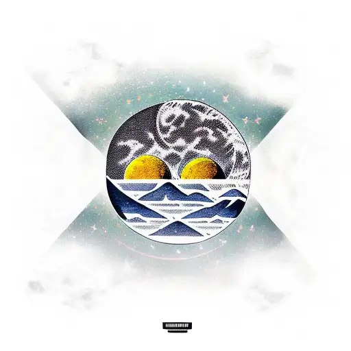 Moon and Venus and mountain and freedom tattoo design idea