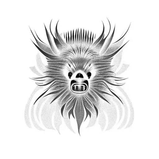 purple porcupine tattoo design idea