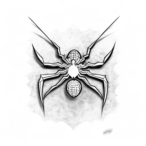 A blackwork tattoo of Spider-Man performing a wrestling move tattoo design idea