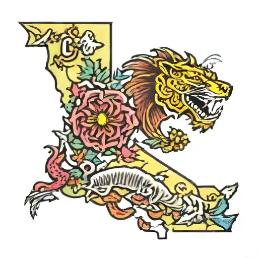 California, Michigan, Virginia, Alabama tattoo design idea