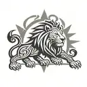 roaring lion sun rays tattoo design idea