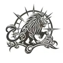 roaring lion sun rays tattoo design idea
