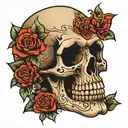 skull with kiss mark tattoo design idea