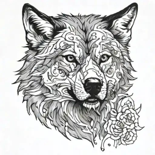 A wolf with a wounded left eye tattoo design idea
