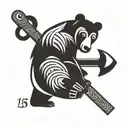Bear wooden ax Date of birth in Greek numbers 5/15/2005 Compass tattoo design idea