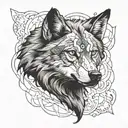 A wolf with a wounded left eye tattoo design idea