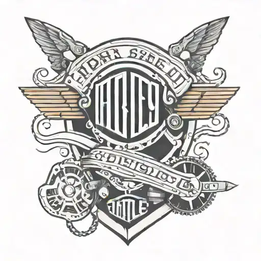 harley bar and shield as a piston compteur aile tattoo design idea