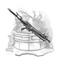 cornucopia, flintlock rifle tattoo design idea