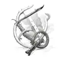 cornucopia, flintlock rifle tattoo design idea