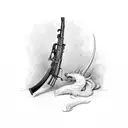 cornucopia, flintlock rifle tattoo design idea