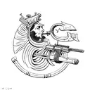 cornucopia, flintlock rifle tattoo design idea