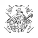 cornucopia, flintlock rifle tattoo design idea