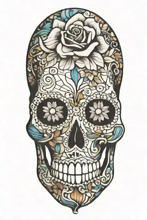 Photo realistic sugar skull mosaic from a side profile. No flowers! tattoo design idea