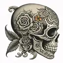 photo realistic sugar skull mosaic side profile tattoo design idea