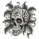 photo realistic sugar skull mosaic side profile tattoo design idea