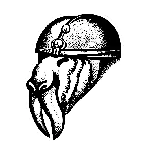 Walrus wearing a roman helmet tattoo design idea