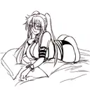 A sexy tattoo with Akeno from highschool dxd and the love hashira from demon slayer. tattoo design idea