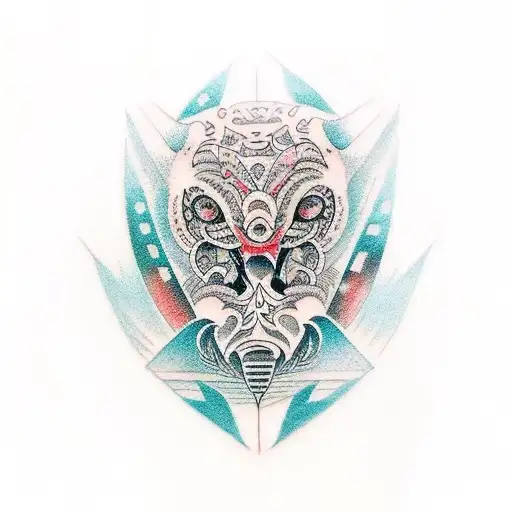 tribal, Throat, coverup tattoo design idea