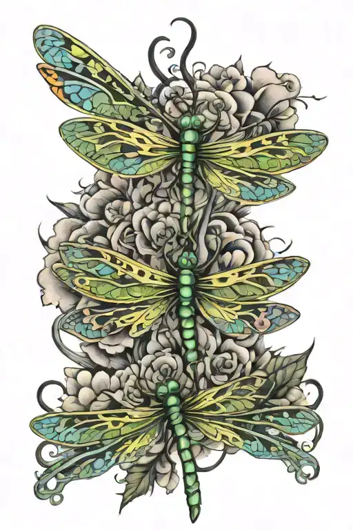 4 3D dragonfly's representing my 4 kids and my pride and love of theme tattoo design idea