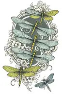 4 dragonfly 3d for my 4 kids  floating over water playing and enjoying life happy and free full of joy  tattoo design idea