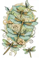 4 dragonfly 3d for my 4 kids  floating over water playing and enjoying life happy and free full of joy  tattoo design idea