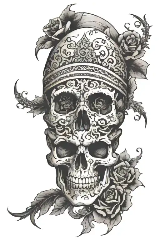 skull filler tattoo design idea