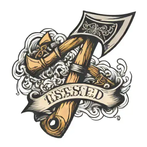crossed axe isaiah 54:17 tattoo design idea