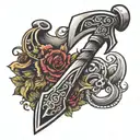 crossed axe isaiah 54:17 tattoo design idea