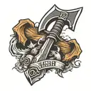 crossed axe isaiah 54:17 tattoo design idea