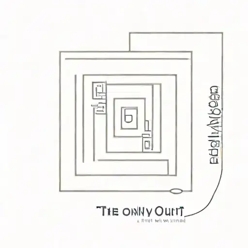 A minimalist design of a labyrinth with the quote 'the only way out is through' tattoo design idea