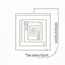 A minimalist design of a labyrinth with the quote 'the only way out is through' tattoo design idea