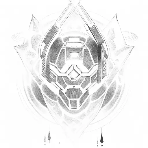 halo energy sword with bats flying around it tattoo design idea