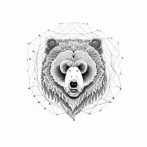 cartoon grizzly bear tattoo design idea