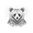 cartoon grizzly bear tattoo design idea