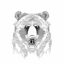 cartoon grizzly bear tattoo design idea