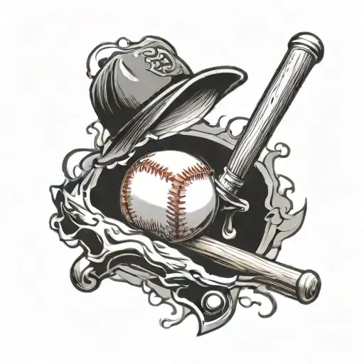 baseball on top of anvil  tattoo design idea