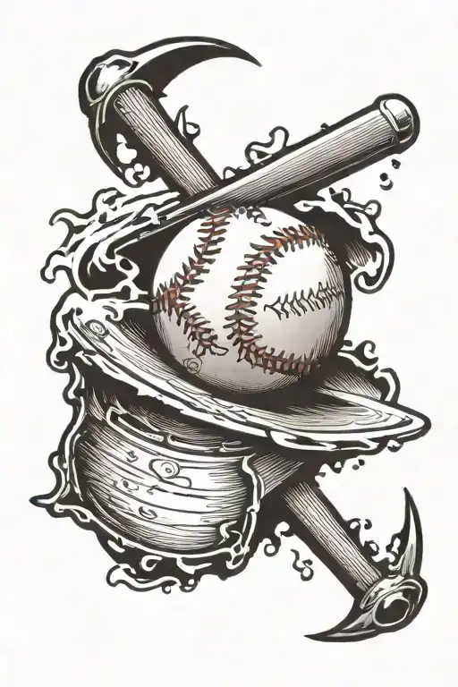 baseball on top of anvil  tattoo design idea