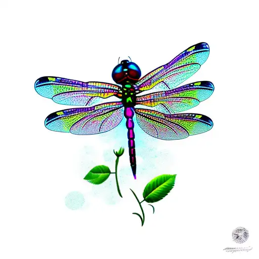 Dragonfly, roses tattoo design idea