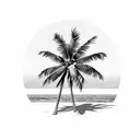 beach, coconut, palm tree tattoo design idea