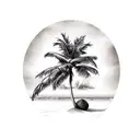 beach, coconut, palm tree tattoo design idea